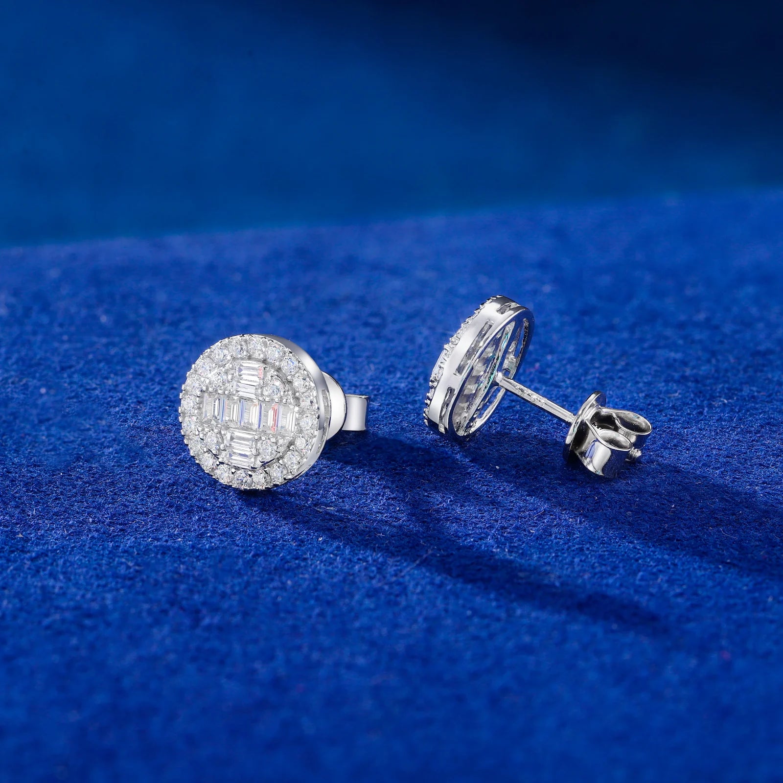 Dripped Baguette | VVS1 Moissanite Diamond Cross Stud 925 Silver Earrings