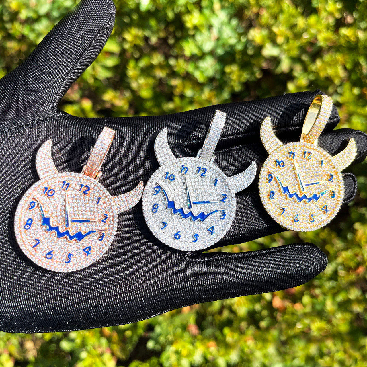 Illusion Of Time | Prong Set VVS Diamond Stone Iced Evil Clock Pendant