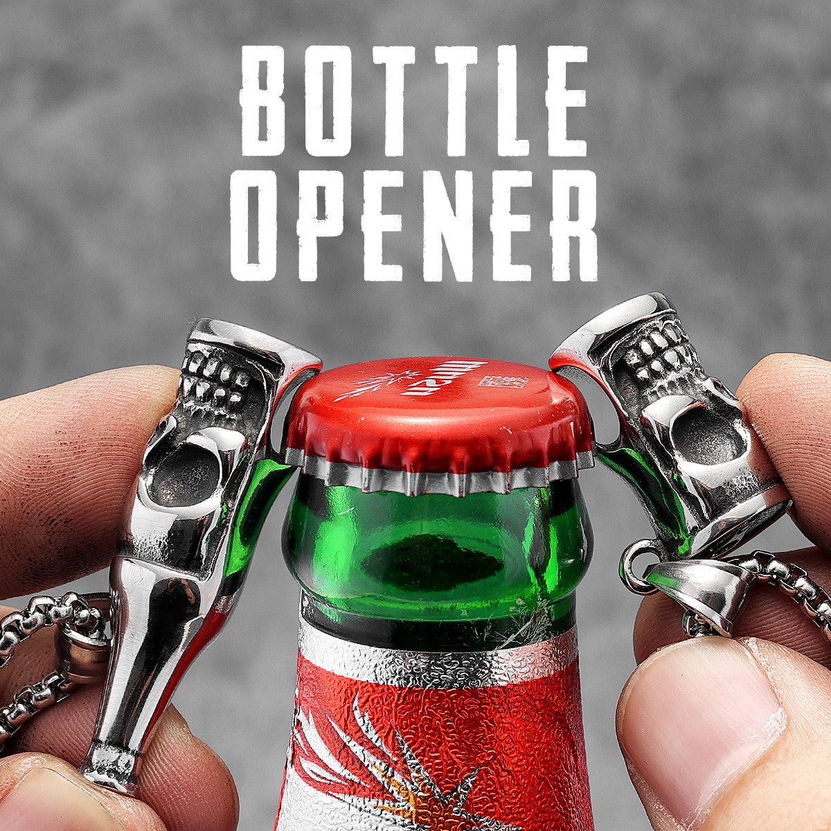 Can Beer Bottle Opener | 316L No Fade Stainless Steel Gothic Skull Streetwear Pendant