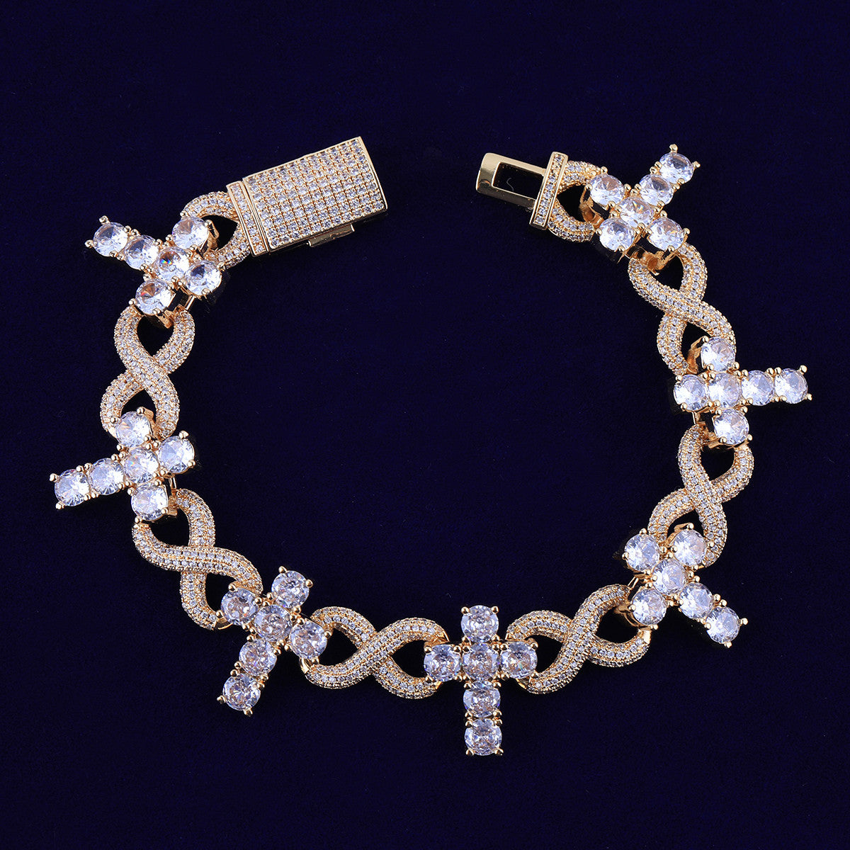 The Infinite Cross | Iced Blinged Out Infinity Link VVS Diamond CZ Bracelet