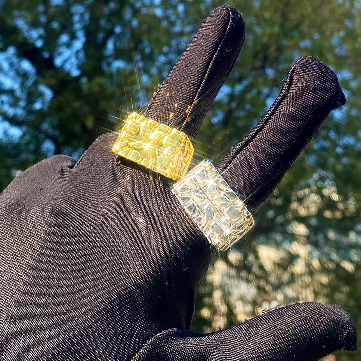 The Golden Nugget | Old School Rectangle Nugget Hip Hop Boss Rings