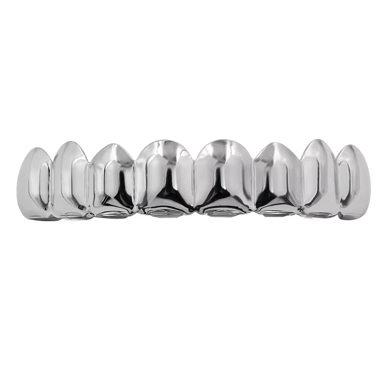 Full Mouth 8 Tooth 14k Gold Silver Black Hip Hop Teeth Grillz Set Top Bottom