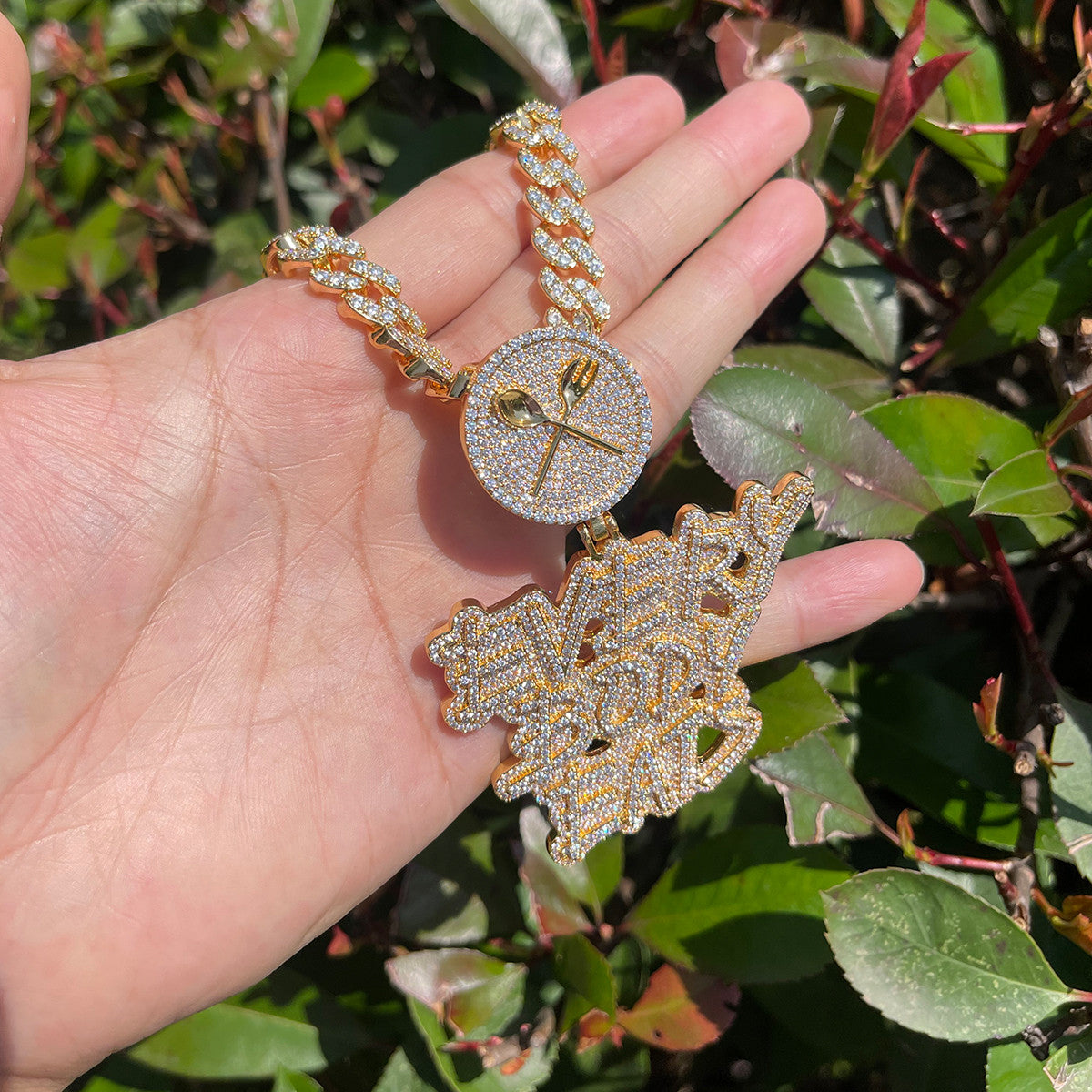 Everybody Eats VVS CZ Diamonds Frostbite Nameplate Hip Hop Pendant