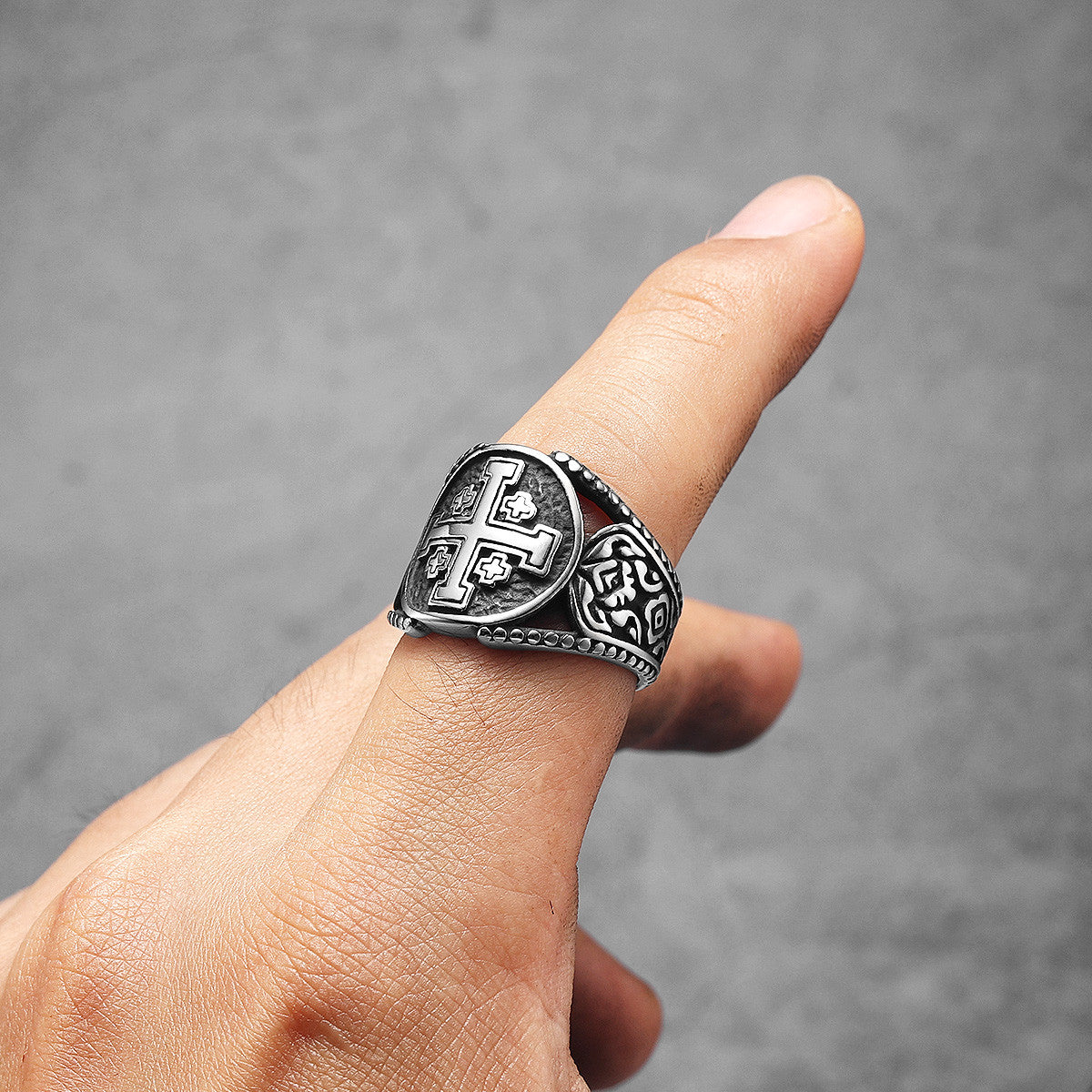 Crusader Cross Collection | 316L No Fade Stainless Steel Jerusalem Cross Spiritual Rings