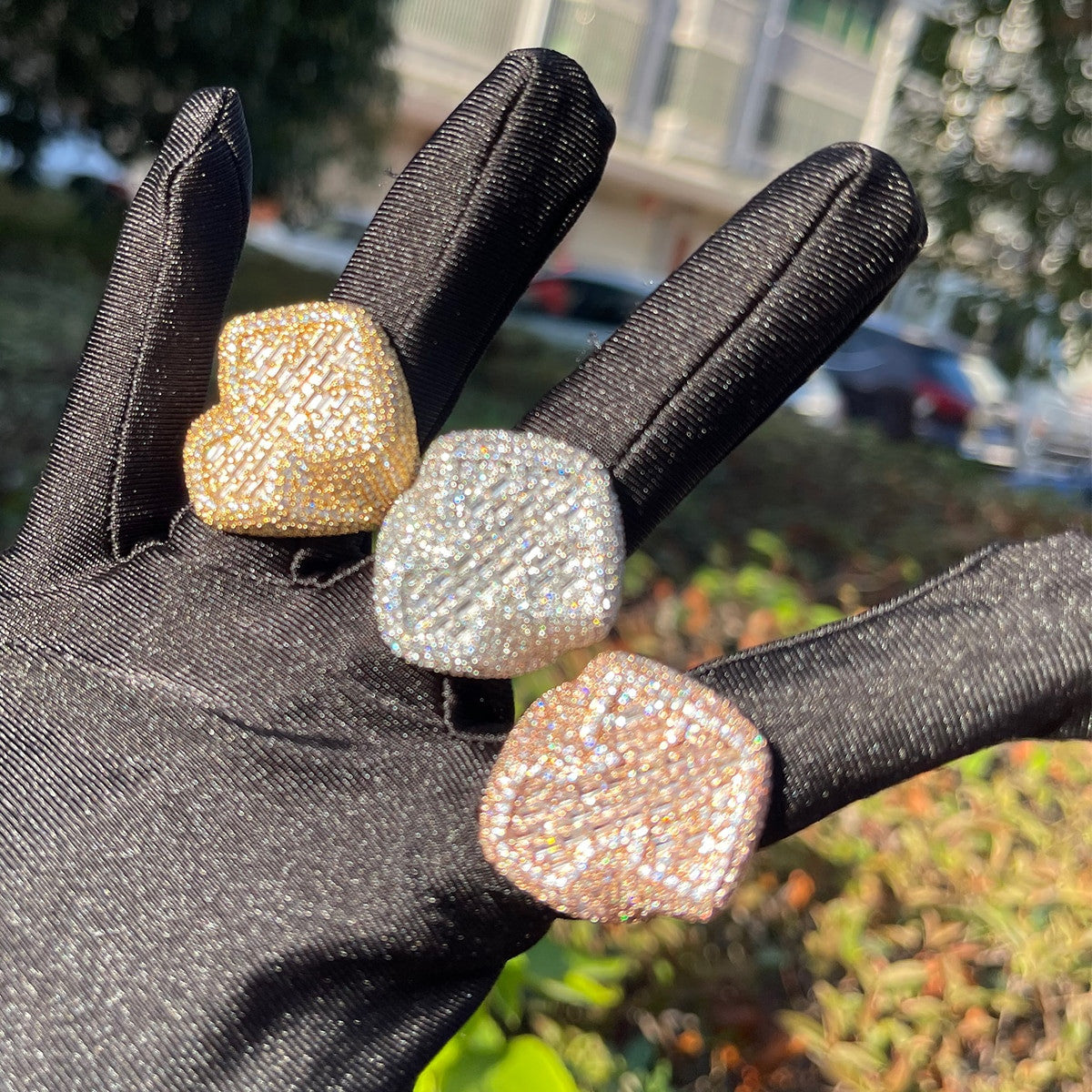 Crossed Baguette | Iced Blinged Out Mens VVS Diamond CZ Hip Hop Cross Rings