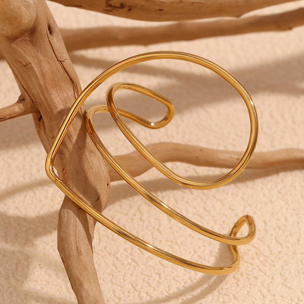 18k Gold Solid Stainless Steel Waterproof Line Heart Bracelet