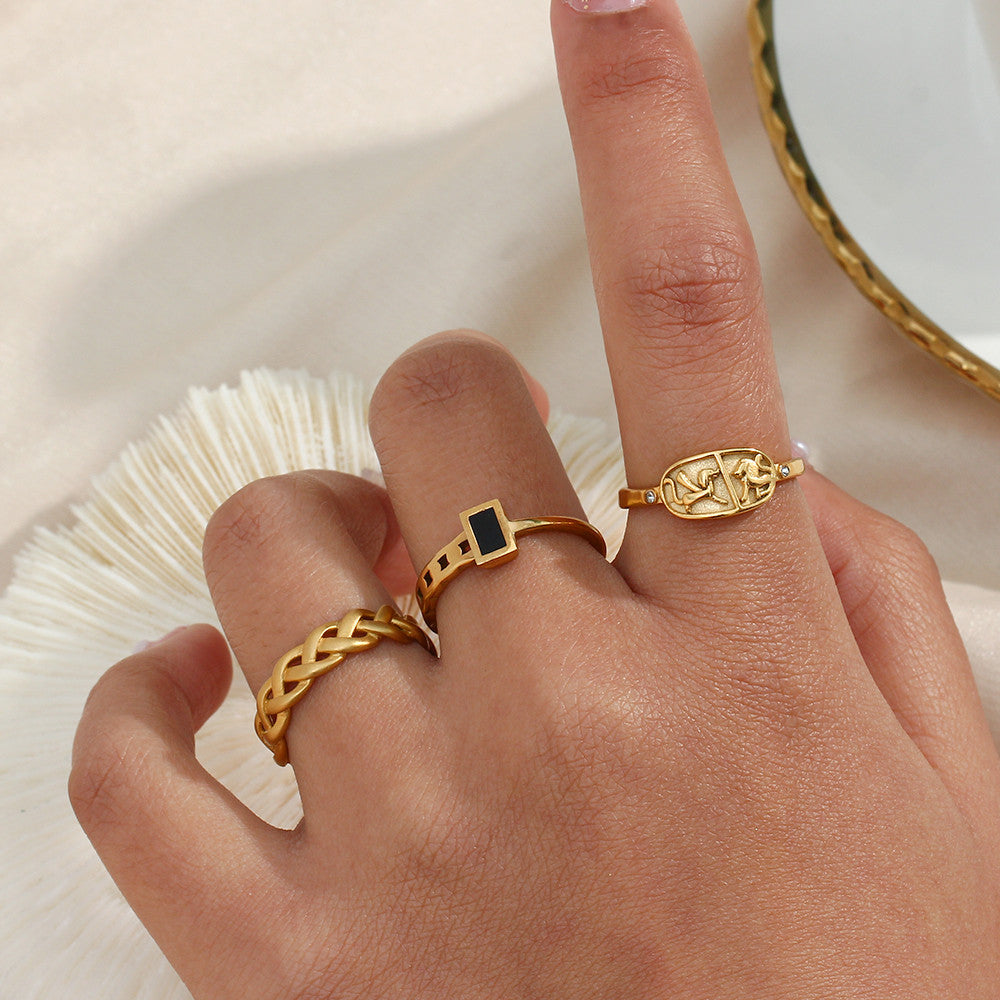 Women's Solid Stainless Steel Waterproof 18k Gold Fashion Rings