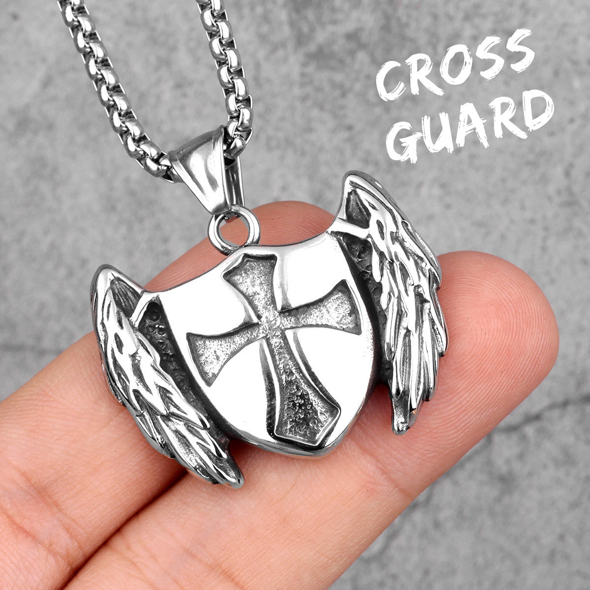 Cross Shield Crusader | No Fade Stainless Steel Shield Of Faith Pendant Chain Necklace