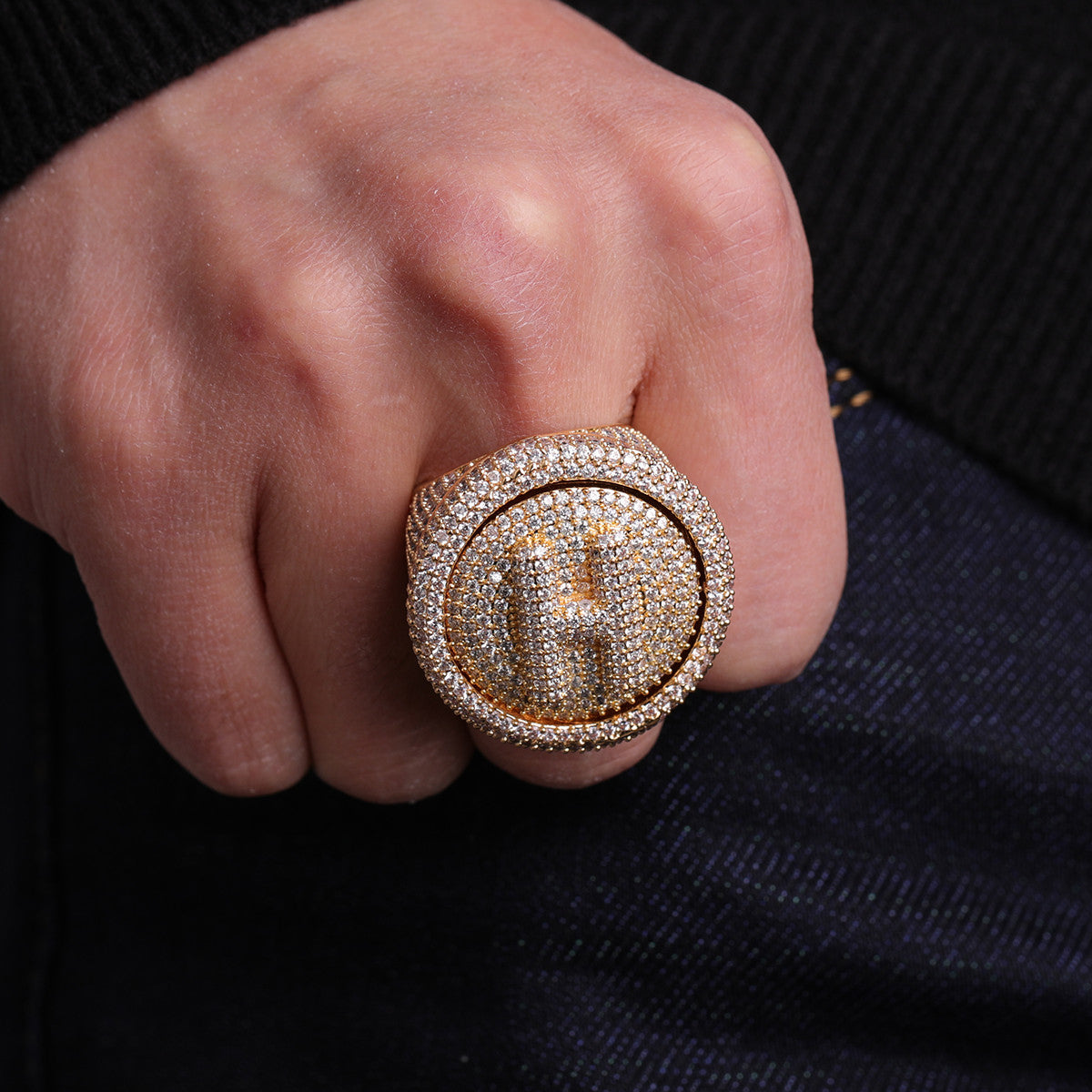 The Head Honcho | VVS Diamond CZ Raised Letter Iced Blinged Out Custom Rings