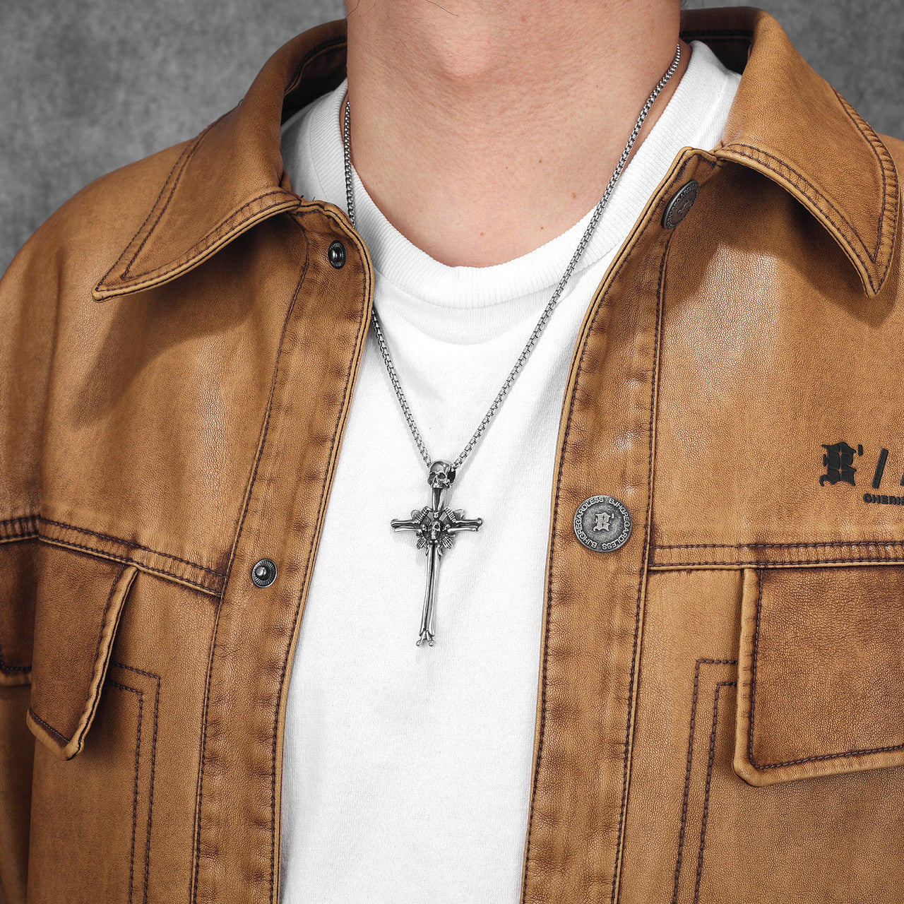 Cross Skull | Mens Solid Stainless Steel Designer Cross Hip Hop Street Wear Pendant