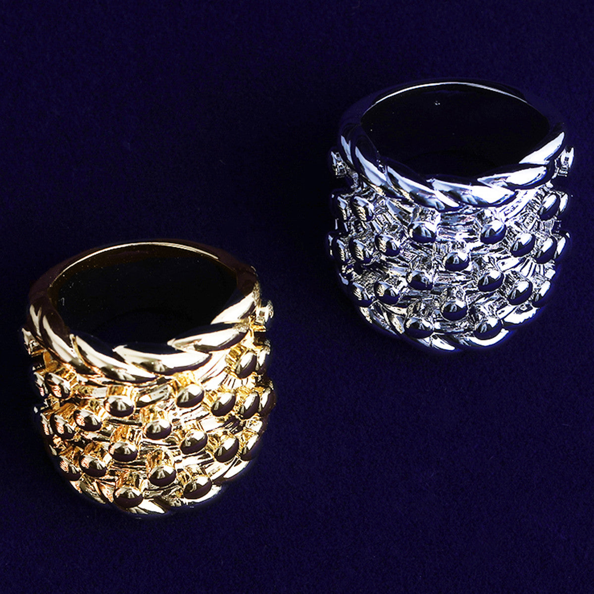 The Nugget | 24k 925 Silver Rose Gold Rope Weave Nugget Hip Hop Rings