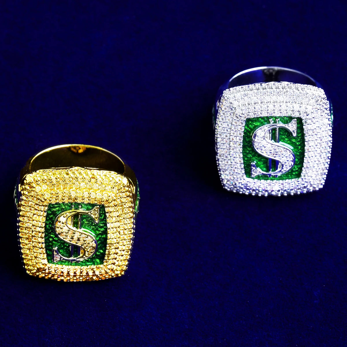 Money Mind | VVS Diamond CZ Dollar Sign Luxury 5AA+ Prong Set Iced Blinged Out Rings