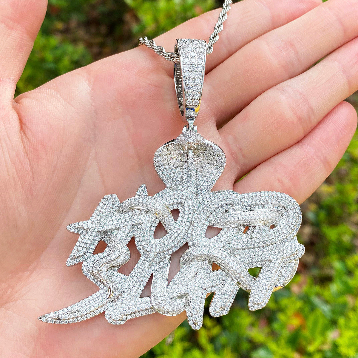 Hood Slatt | VVS Diamond CZ King Cobra Snake Hip Hop 24k 925 Silver Rose Gold Pendant