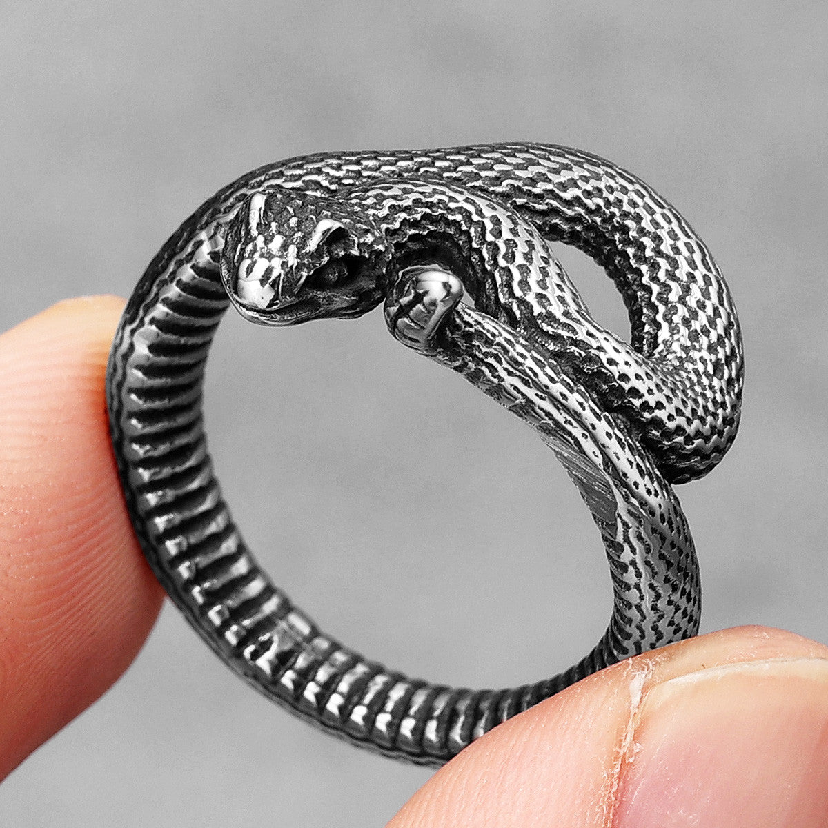Coiled Viper | Stainless Steel Snake In The Grass Street Wear Hip Hop Rings