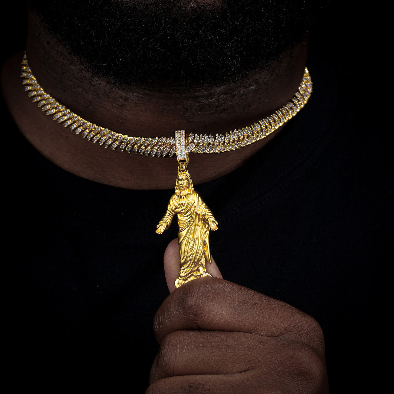 Thou Art Jesus | Hip Hop 18K Gold 925 Sterling Silver Moissanite Diamond Jesus Piece Pendant Chain