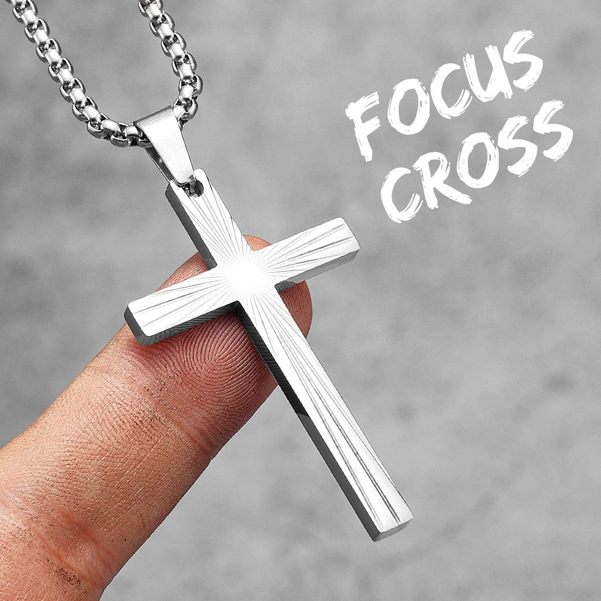 Focus Cross | Solid No Fade Stainless Steel Shining Light Cross Pendant