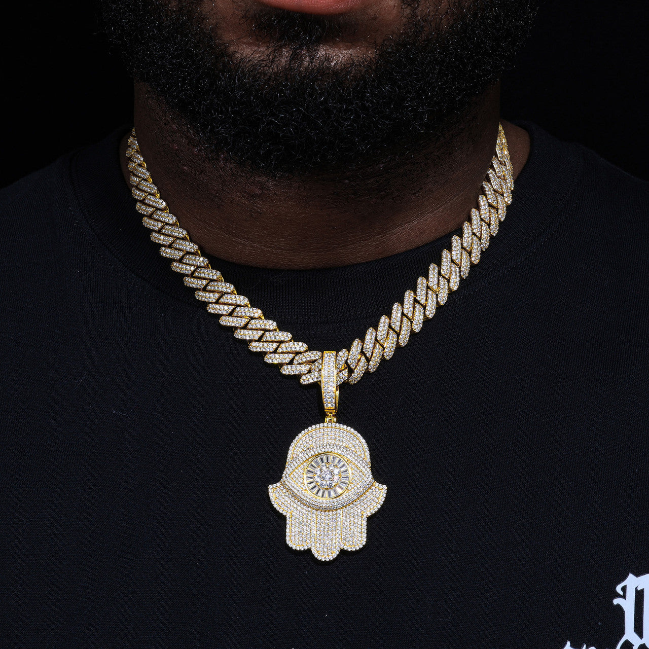 Iced Evil Eye | Moissanite Diamond Luxury 925 Silver Iced Blinged Out Fatima Hamsa Hand Pendant