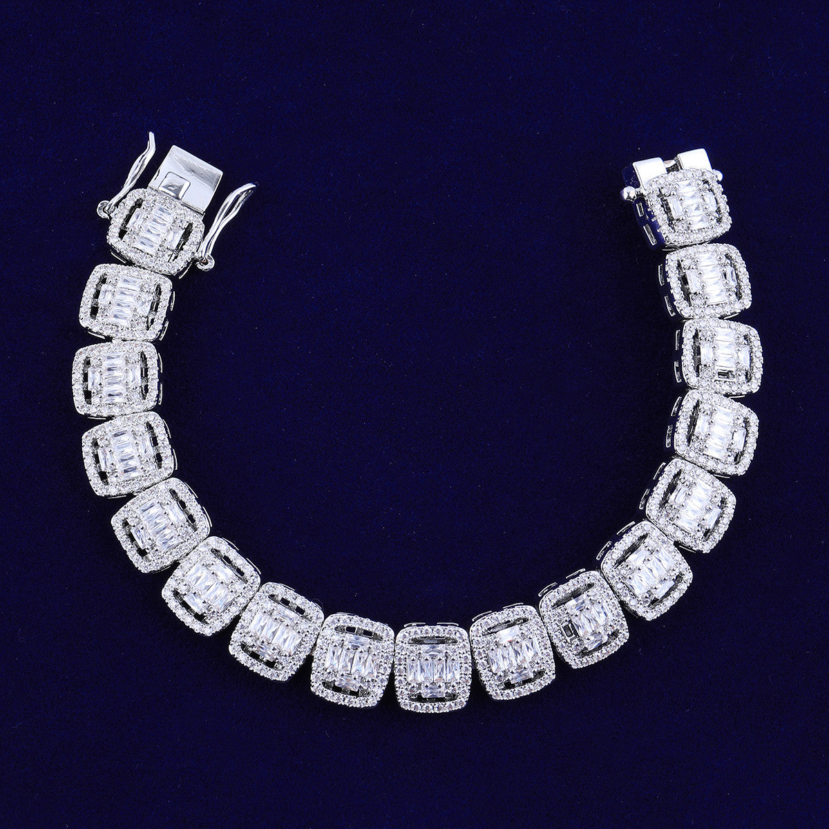 The Iced Trail | VVS Diamond CZ Baguette 24k .925 Silver Rose Gold Hip Hop Bracelet