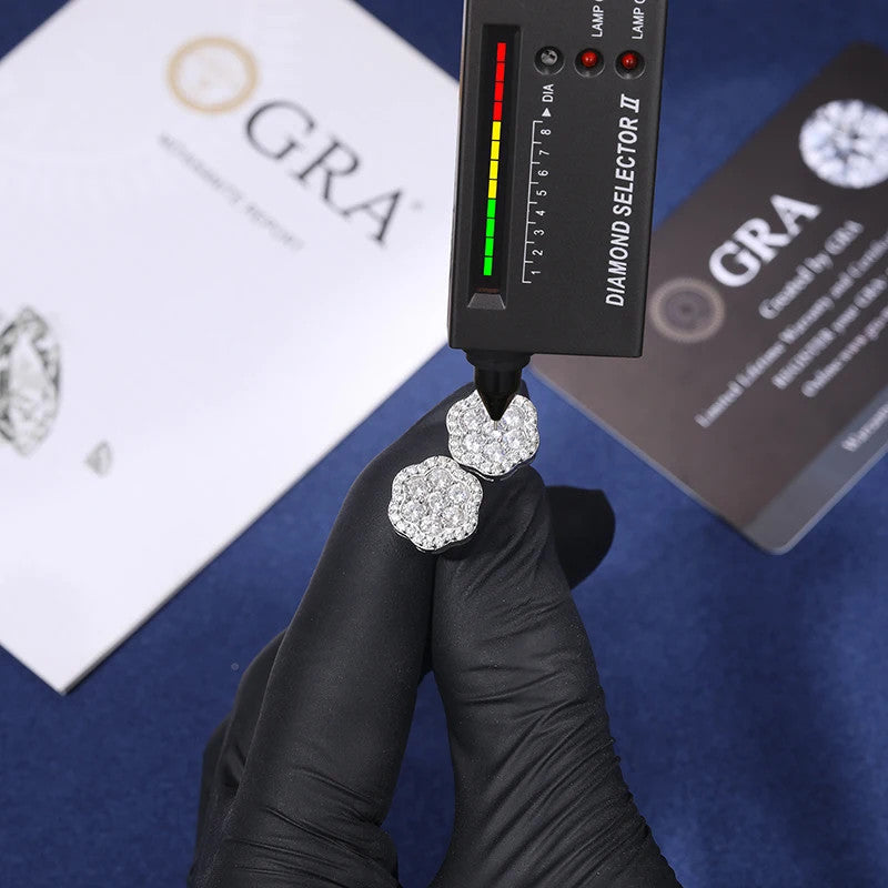 Ice Flower | Luxury 925 Solid Sterling Silver Moissanite Diamond Flower Stud Earrings