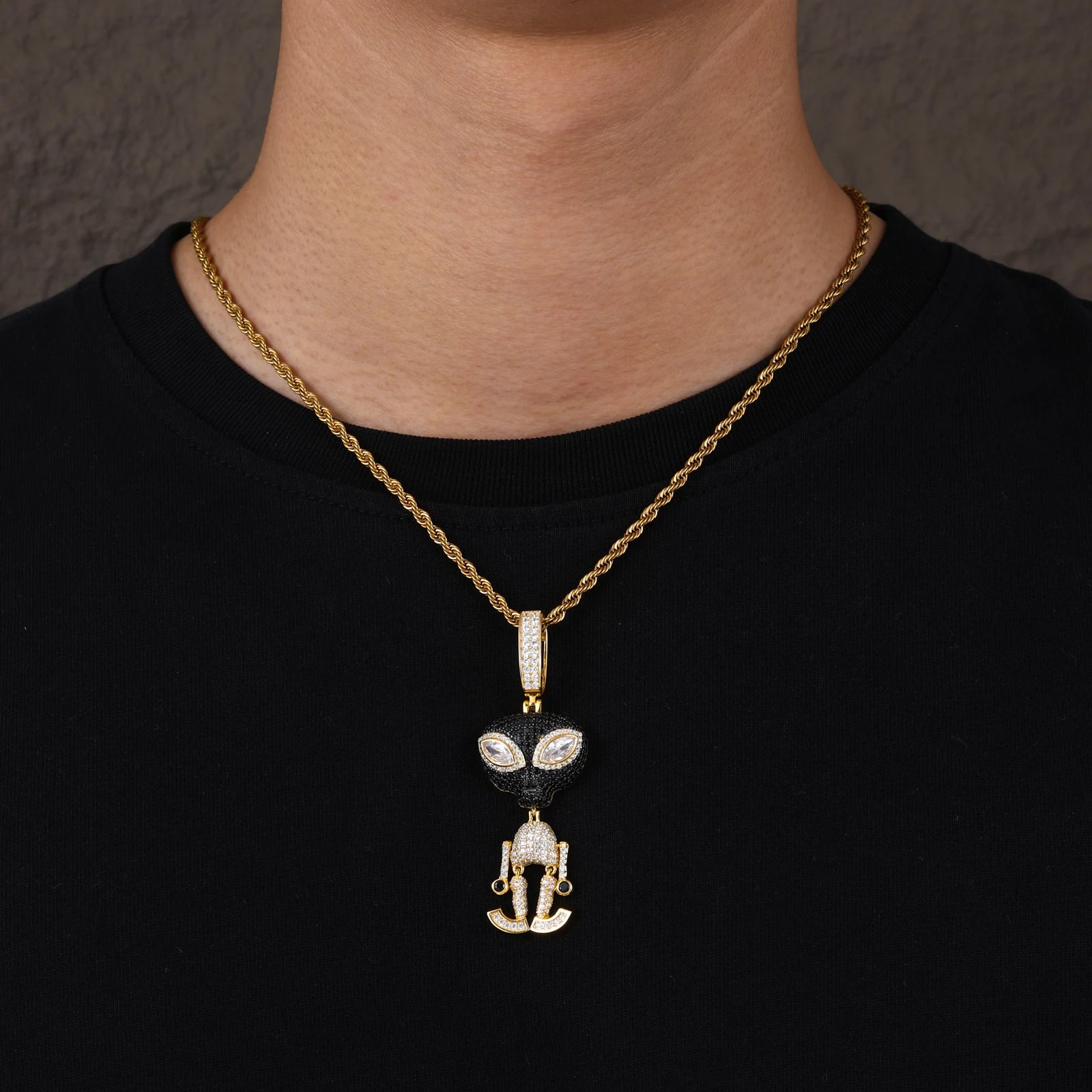 I Am A Martian | VVS Diamond CZ Alien Iced Bling Out Moissanite Solid 925 Silver Pendant