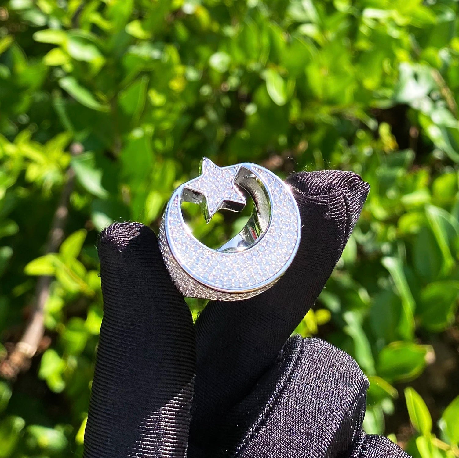 Beginning Of knowledge | Crescent Moon Star VVS Diamond CZ Hip Hop Rings