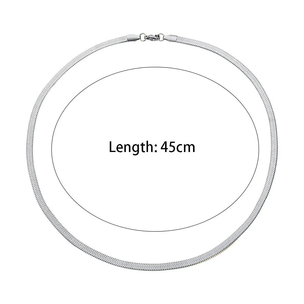 18k Gold Silver Waterproof Stainless Steel Herringbone Hip Hop Chain Necklaces Bracelets