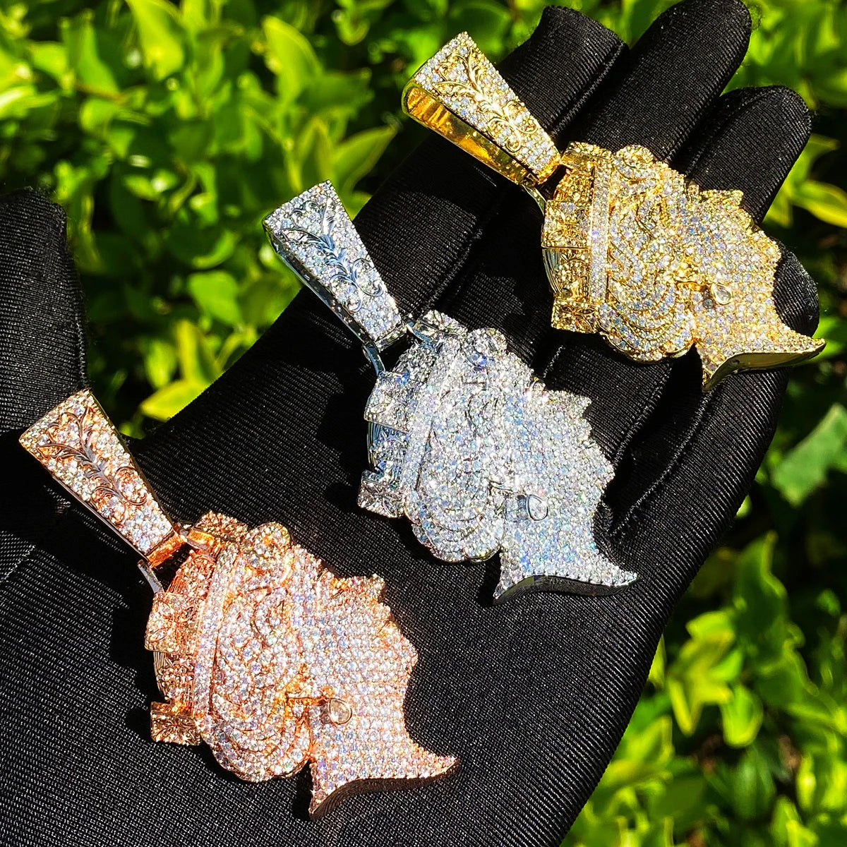 Queen Head | VVS Diamond CZ Iced Blinged Out 24k 925 Silver Hip Hop Pendant