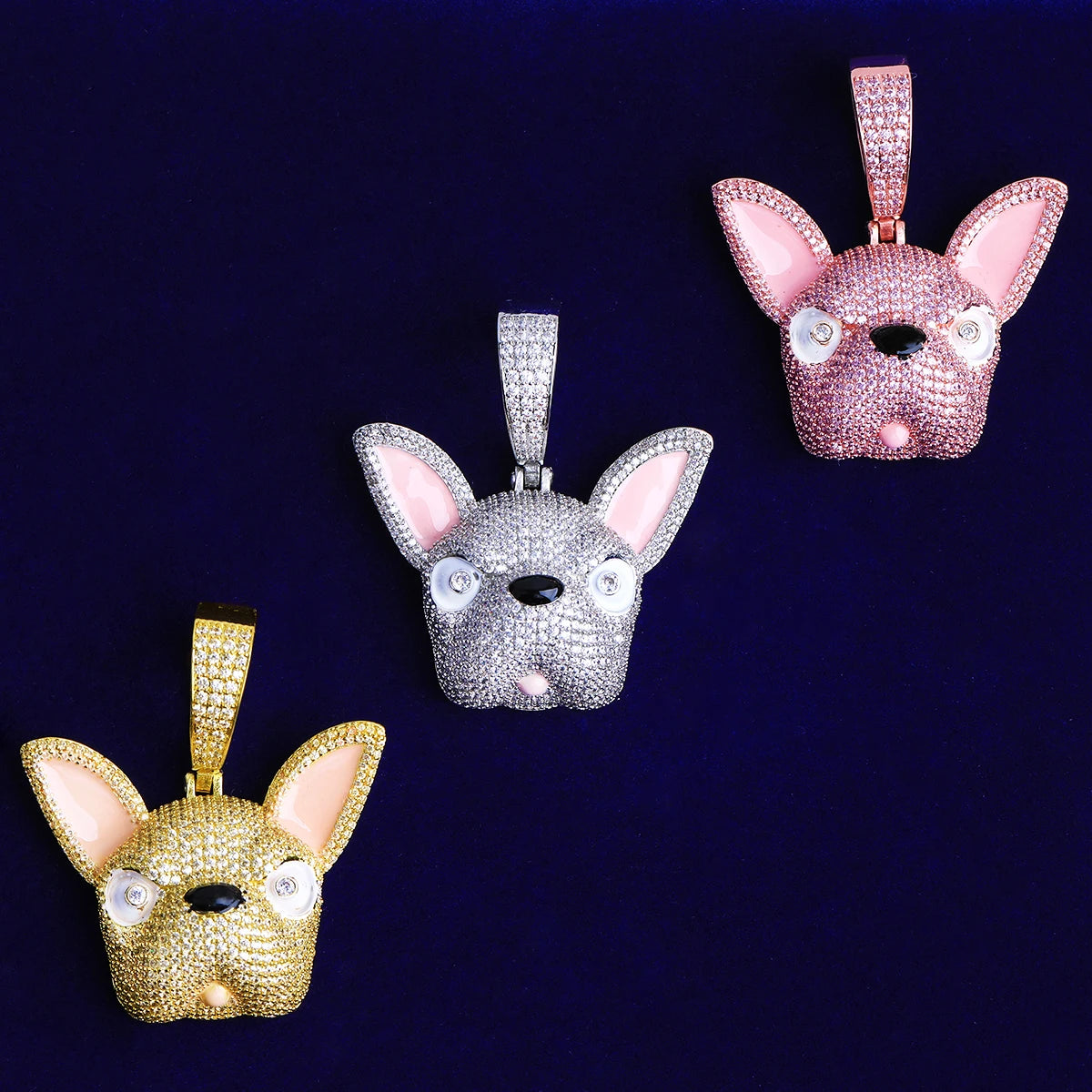 French Bull Dog | VVS Diamond CZ Frenchie Dog Iced Blinged Out Pendant Necklace