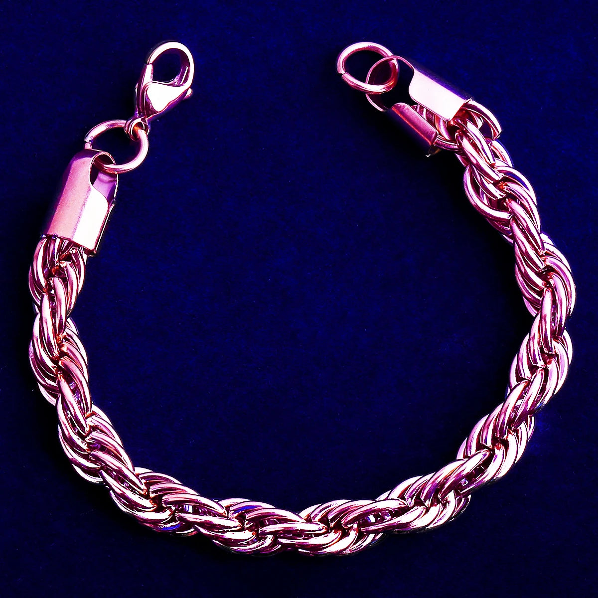 Golden Weave | 8MM Gold Silver Rose Gold Solid Stainless Steel Hip Hop Rope Link Chain Bracelet