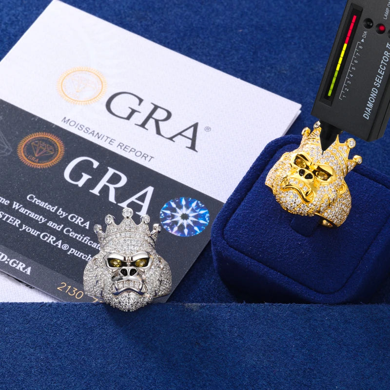 Real in The Field | King Kong Moissanite Diamond Solid Sterling Silver Hip Hop Rings