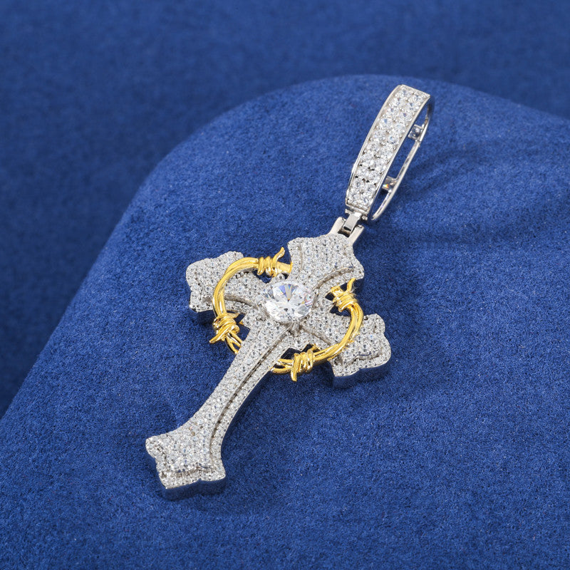 Thorns | Moissanite Diamond 925 Sterling Silver Hip Hop Cross Pendant Necklace