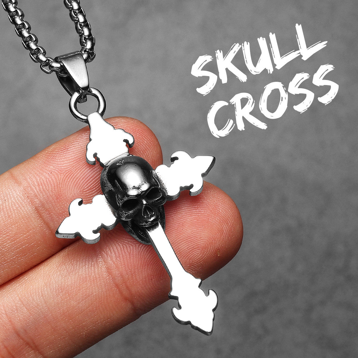 Skull Cross | 316L No Fade Fleur De Lis Skull Cross Street Style Hip Hop Pendant