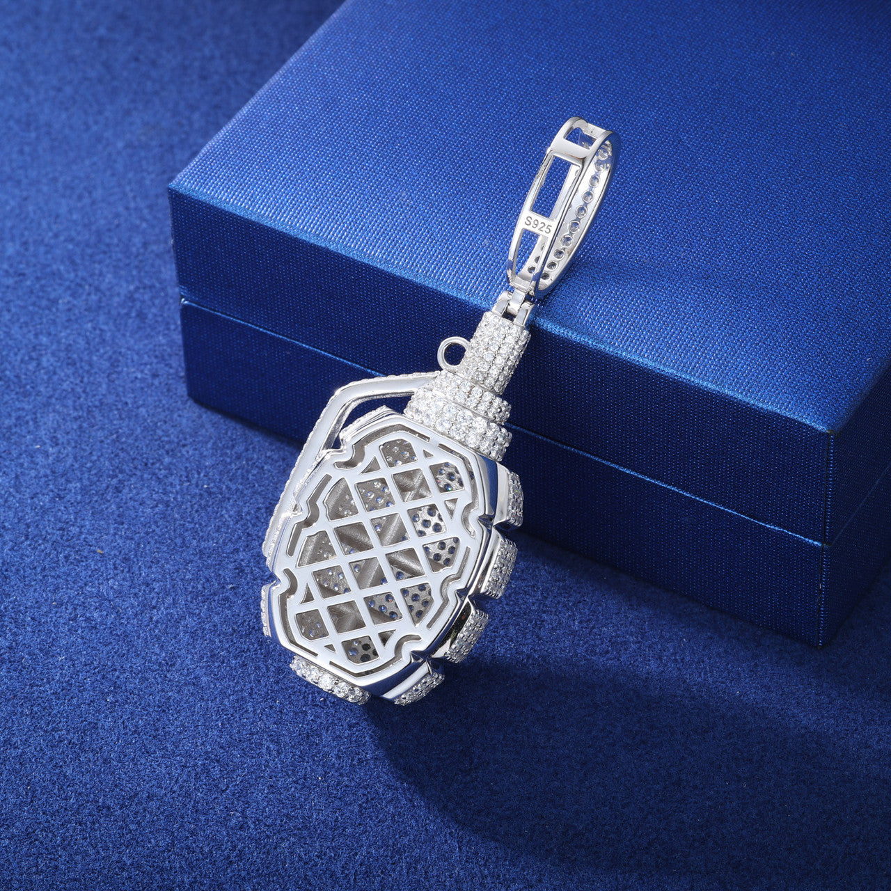 Fire In The Hole | Solid 925 Silver Iced Blinged Out Moissanite Retro Grenade Hip Hop Pendant