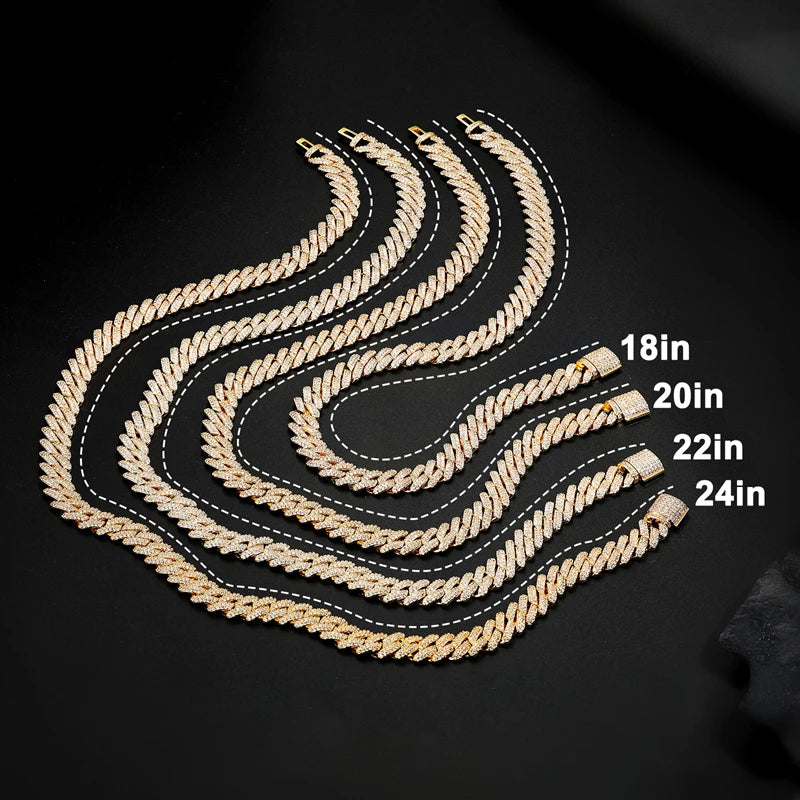 14mm Boss Baller Iced Blinged Out Close Cut Miami Curb Cuban Link Chain Necklace