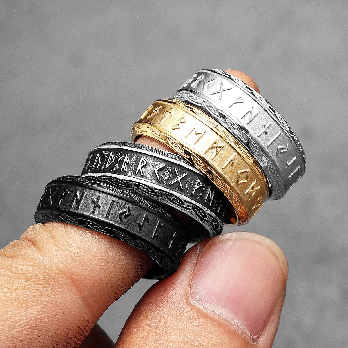 Viking Runes | No Fade Solid Stainless Steel Viking Mythology Street Wear Rings