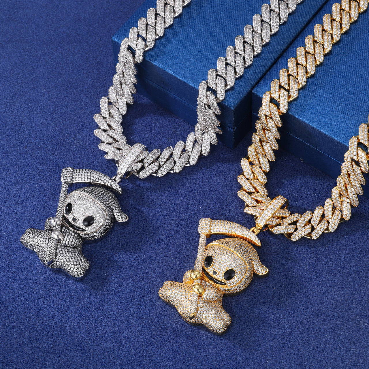 Kill'em Softly | Moissanite Diamond Solid Sterling Silver Baby Grimm Reaper Hip Hop Pendant