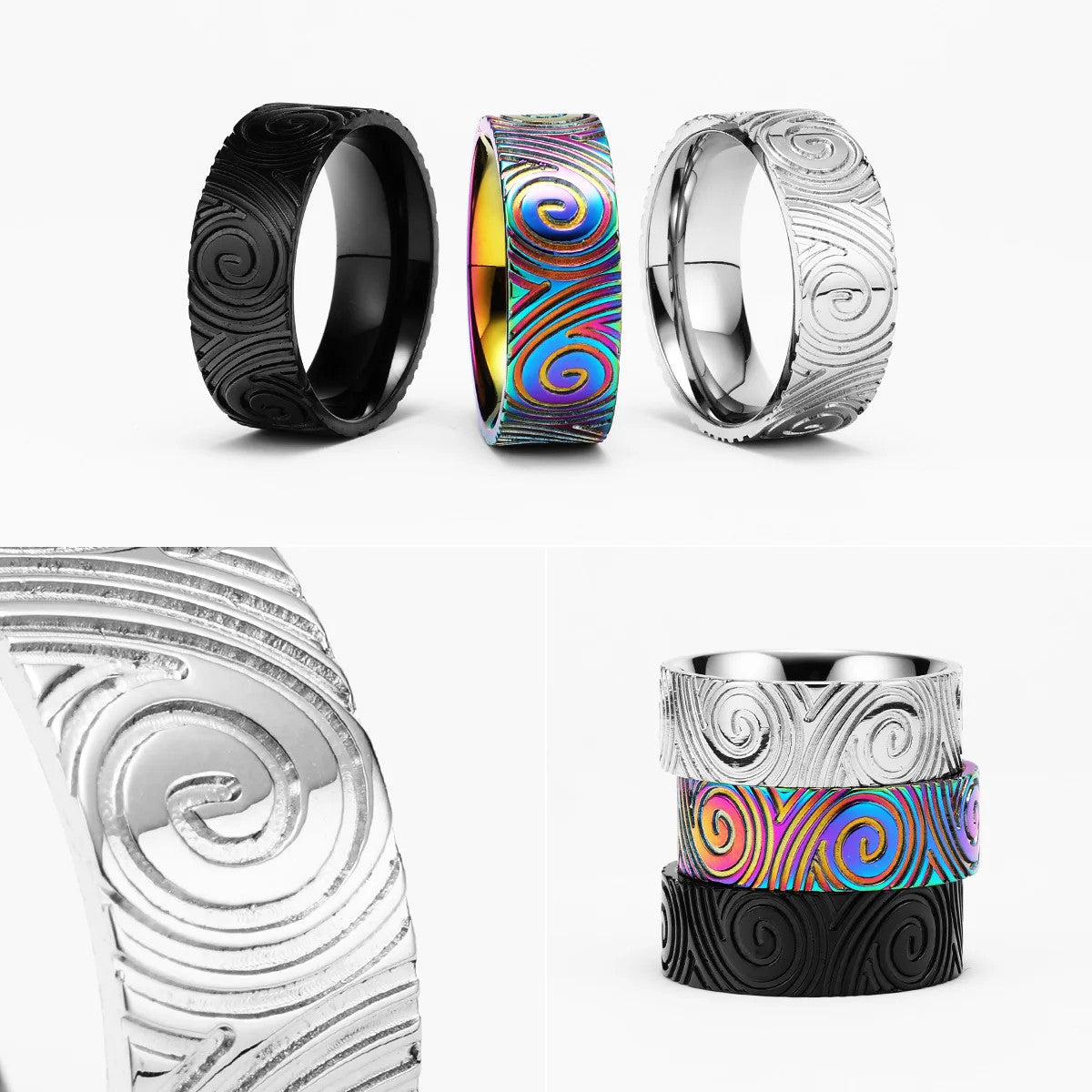 Swirl | Designer No Fade Stainless Steel Unique Personality Street Wear Rings