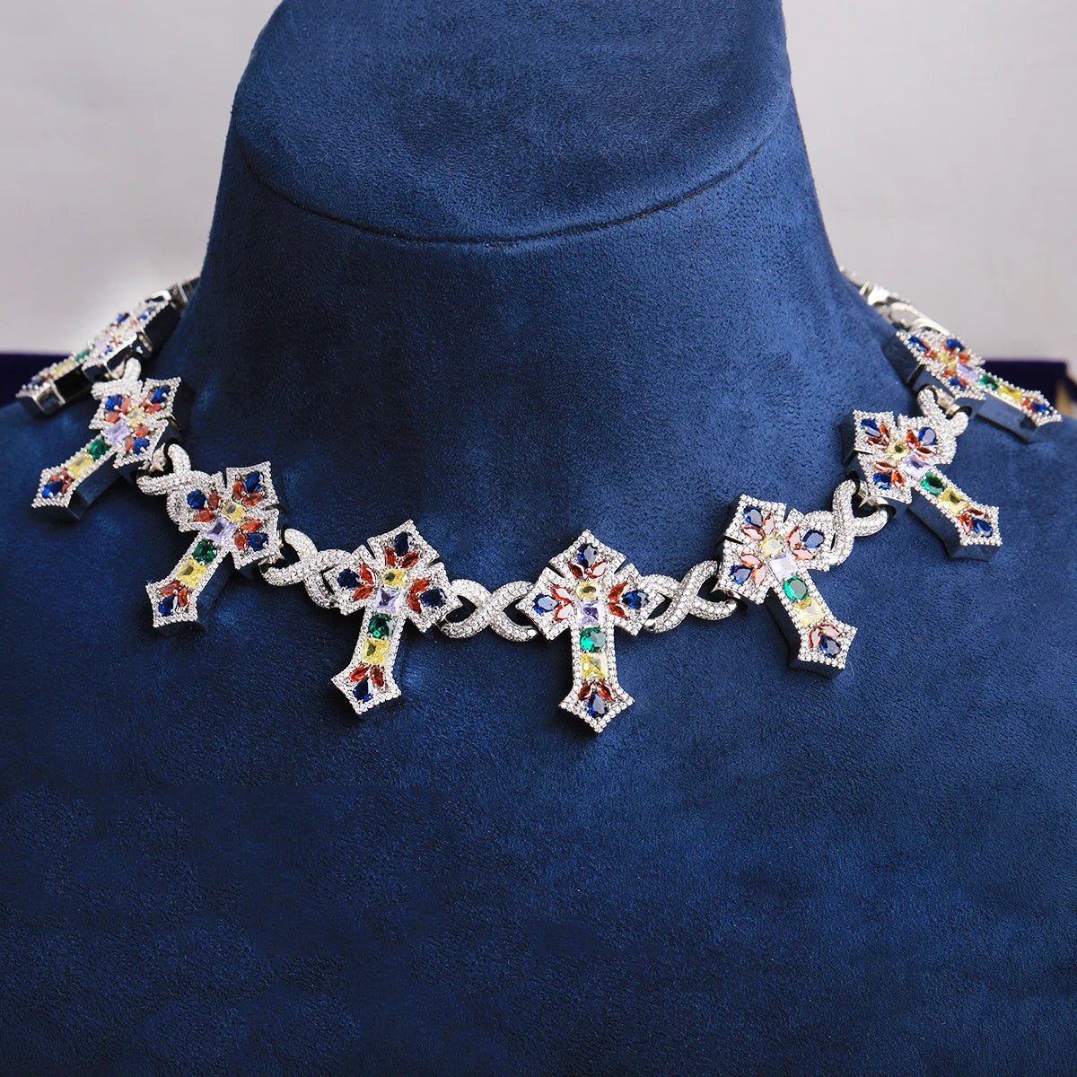 The Gemstone | VVS Diamond CZ Iced Blinged Out Arrow Cross Gemstone Chain Necklace