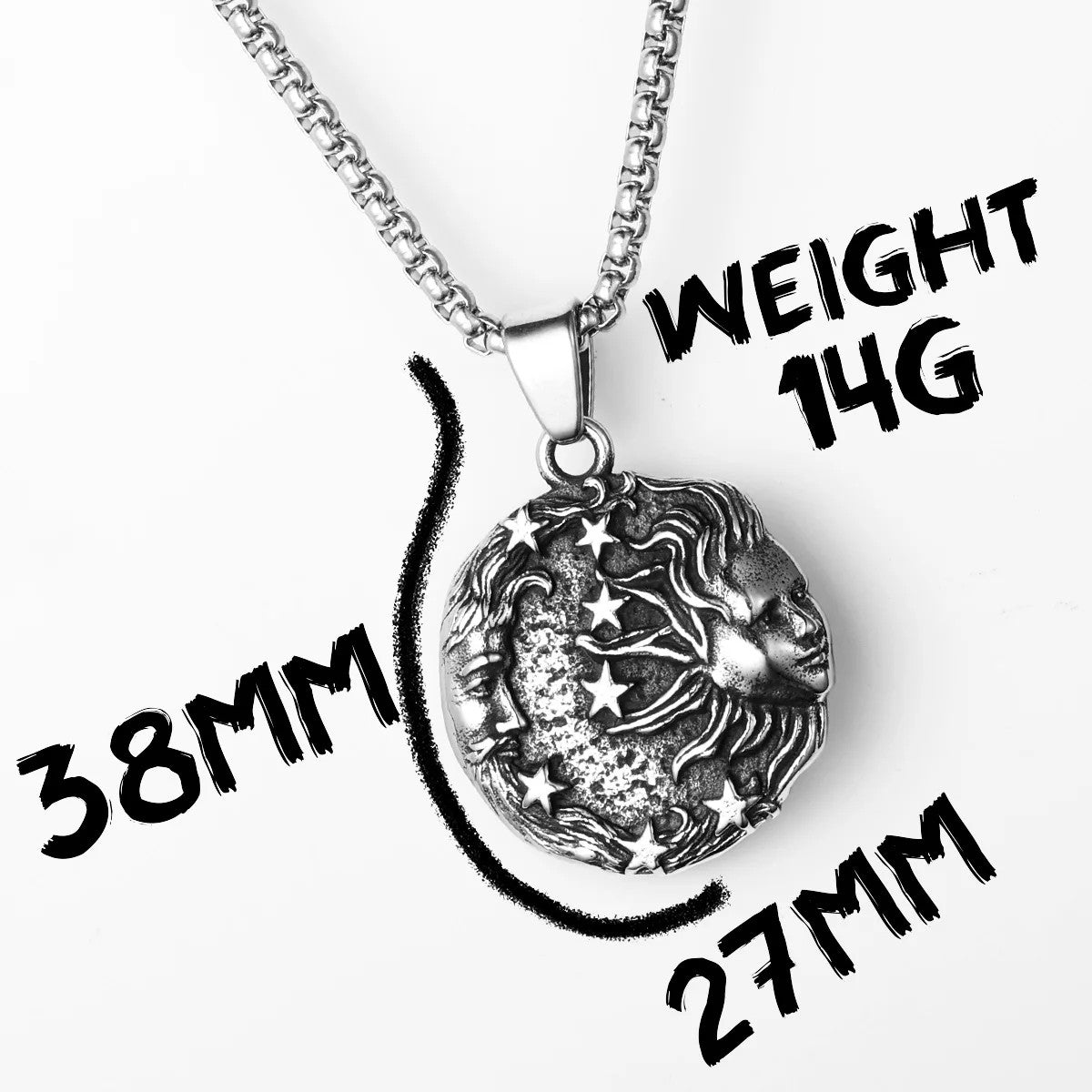 Starry Sky | Sun God Moon Goddess 316L No Fade Stainless Steel Greek Myth Pendant