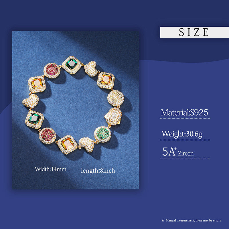 The World | 925 Silver Map Continents Gemstone Moissanite Diamond Iced Blinged Out Bracelets