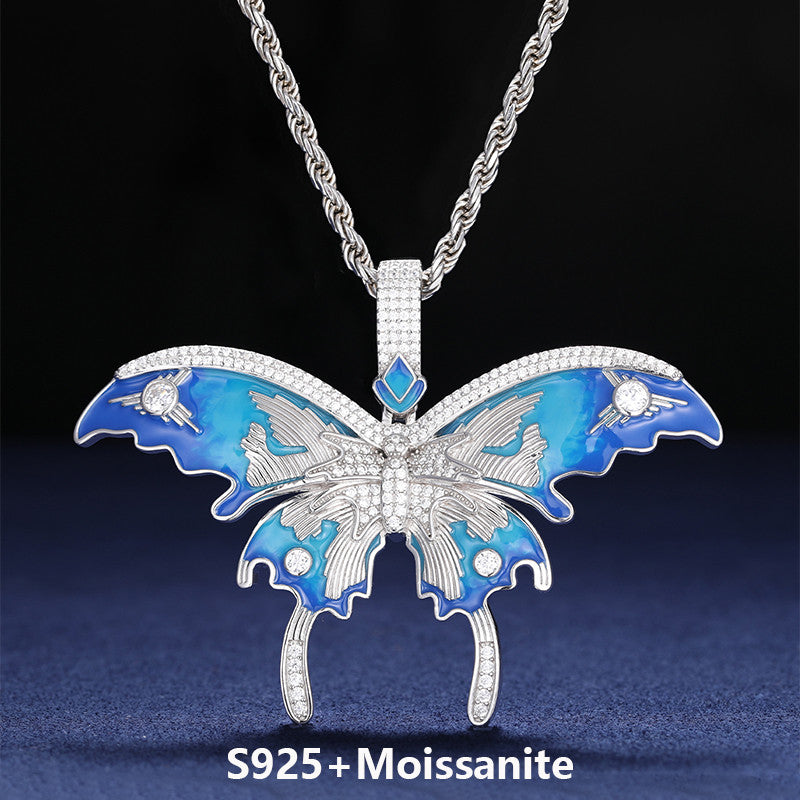Butta | VVS Diamond Moissanite Certified Enamel Butterfly Sterling Silver Hip Hop Pendant