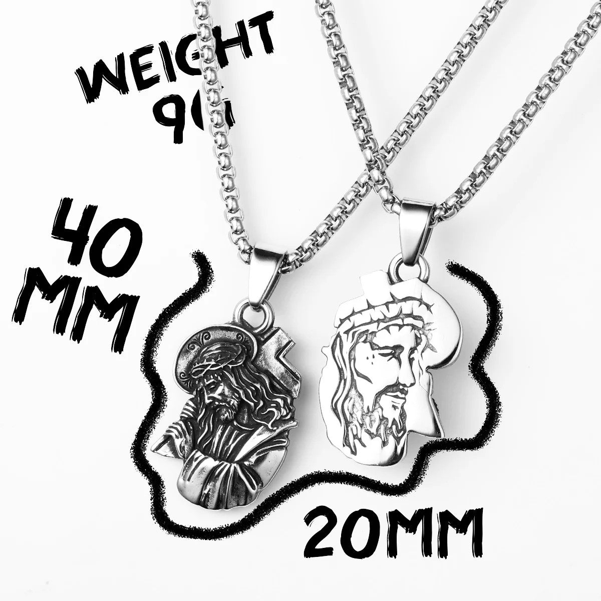 Christian Jesus Piece | Double Sided Powerful Cross Amulet Spiritual Street Wear Pendant