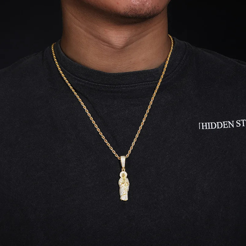 San Judas Tadeo | Solid 925 Sterling Silver Moissanite Diamond Spiritual Hip Hop Pendant