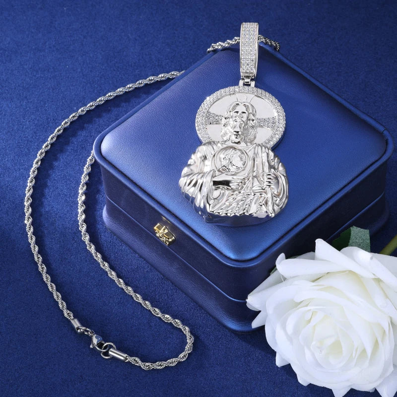 The Son | Moissanite Diamond Radiant Sun Jesus Head Solid 925 Silver Hip Hop Pendant