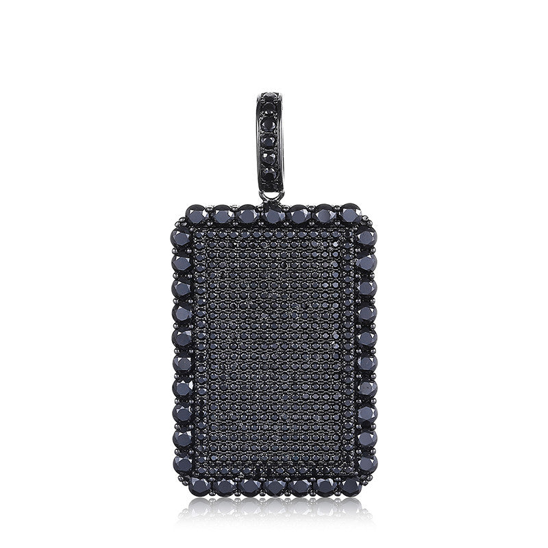 All Black Everything | Moissanite Diamond 925 Silver Iced Blinged Out Dog Tag Hip Hop Pendant