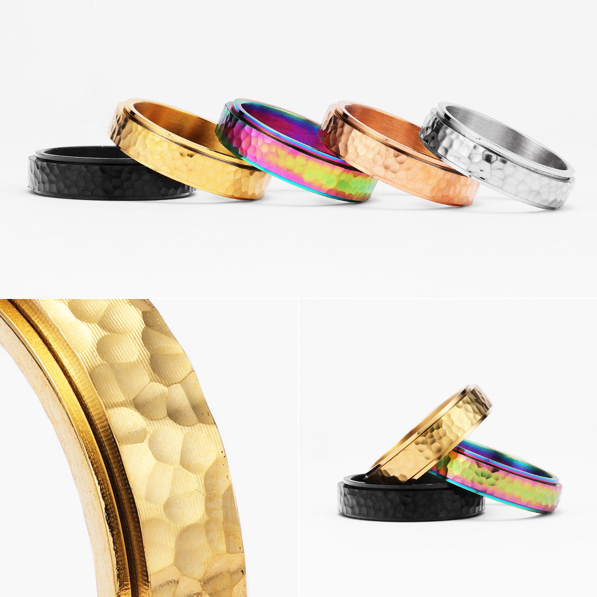 Meteorite | 316L No Fade Stainless Steel Fidget Spinner Style Street Style Rings