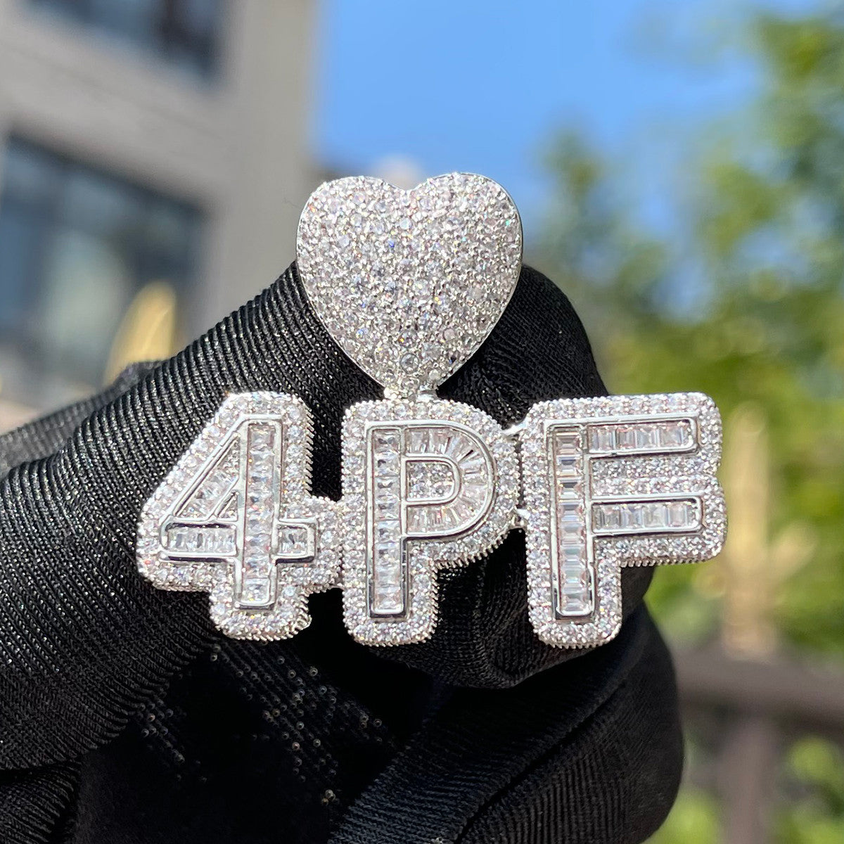 Heart Spark | Small Baguette Iced VVS Diamond CZ Custom Made Letter Neckalce