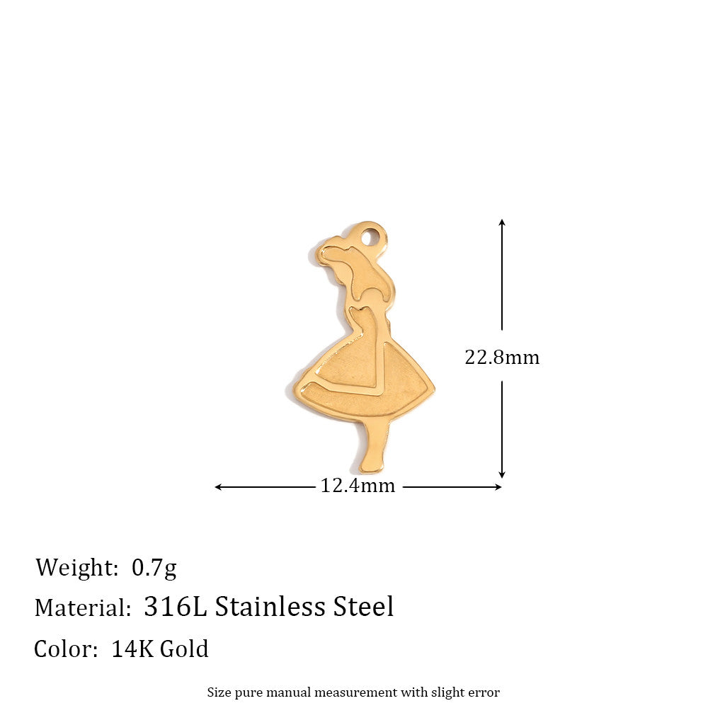 Ladies DIY 18k Gold Over No Fade Solid Stainless Steel Perforate 3D Buckle Pendants