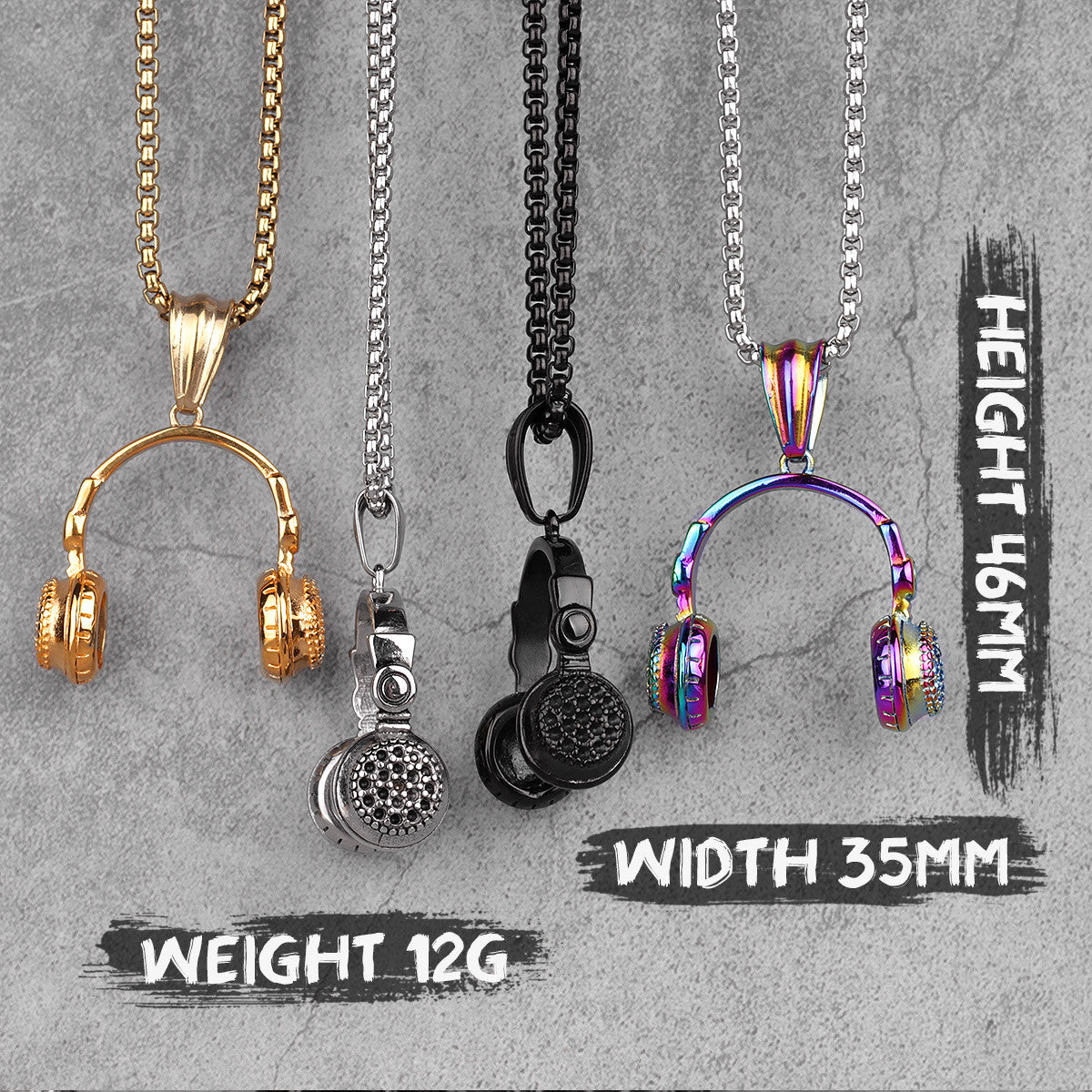 Headset Earphones | 316L No Fade 14k Gold Stainless Steel Hip Hop Pendant Chains