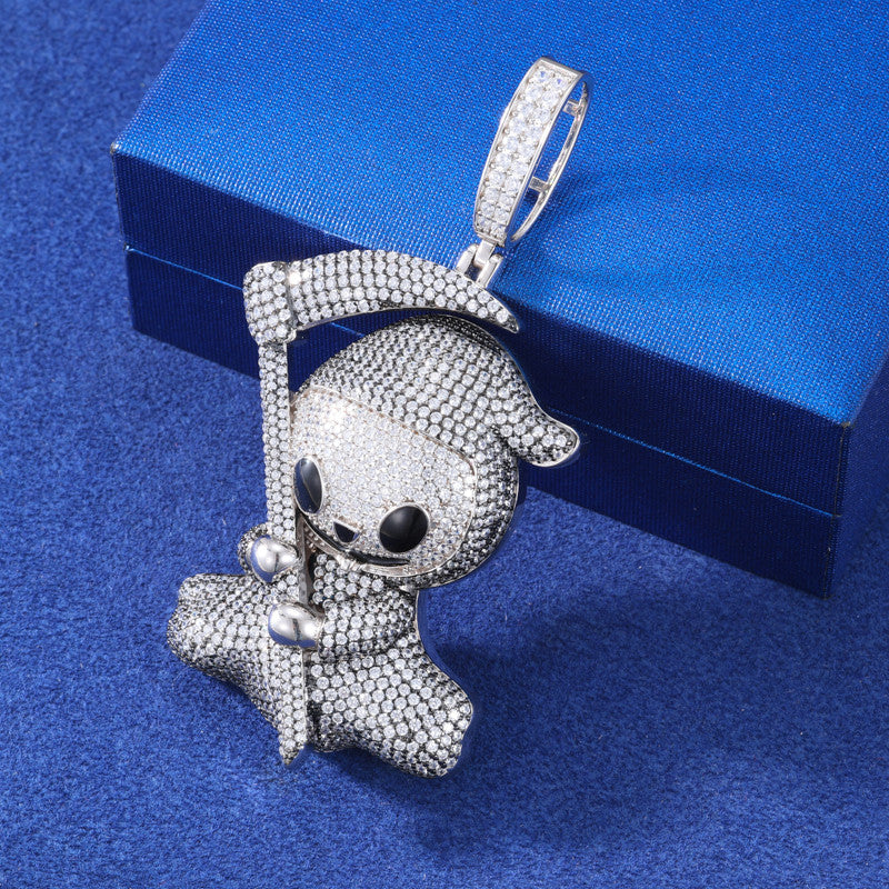 Kill'em Softly | Moissanite Diamond Solid Sterling Silver Baby Grimm Reaper Hip Hop Pendant